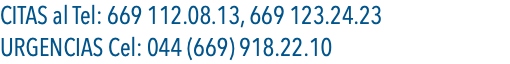 CITAS al Tel: 669 112.08.13, 669 123.24.23 URGENCIAS Cel: 044 (669) 918.22.10